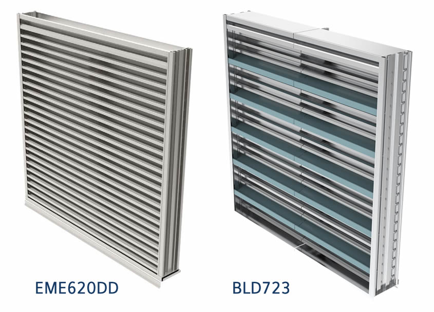 Ruskin<sup>®</sup> Announces New EME620DD & BLD723 Wind Driven Rain and Bold Line Louvers